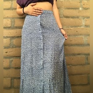 Button down Marsh Landing blue and white floral midi skirt